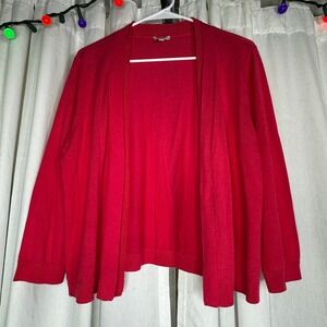 Talbots Women Knit Cardigan Sweater Red Size‎ L Cotton Rayon Open Front Casual